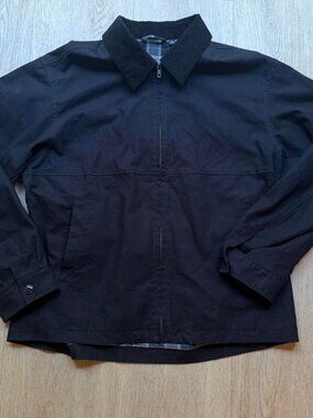 Uniqlo Black corduroy collar Detroit jacket with plaid lining Size XL